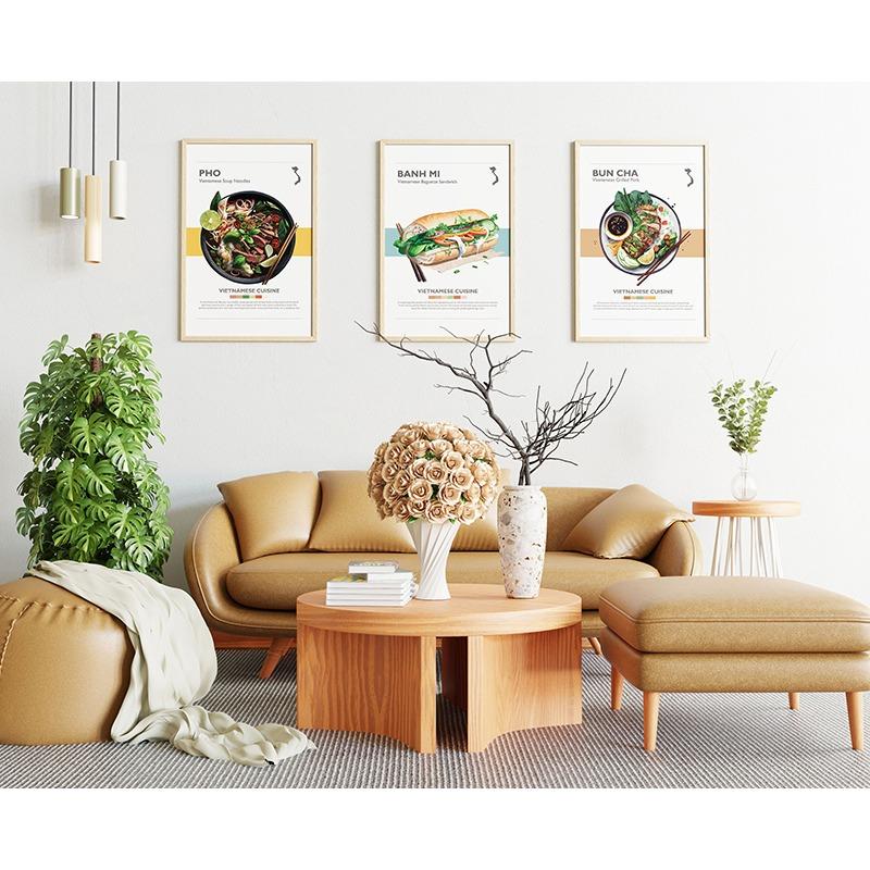 Минималистский вьетнамский постер с едой Banh Mi Bun Cha Goi Cuon Banh Xeo Cao Lau Картина на холсте Настенная картина для кухни Декор для дома