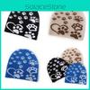 Winter Knit Hat With Paw Print Design For Casual Outdoor Wear And Cold Weather Protection