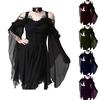 Black Goth Girl Dark Beauty Goth Fashion Cosplay Clothing Unique Irregular Hem Dress