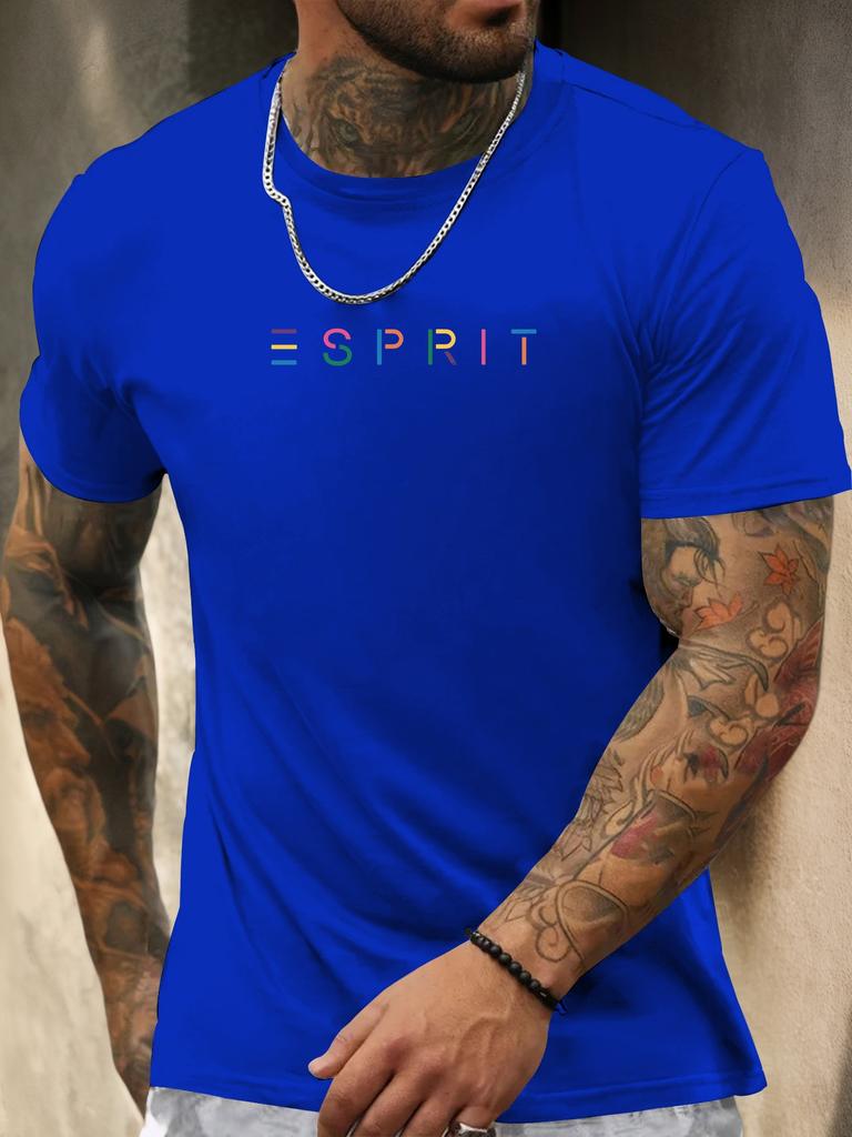 Short Sleeve TShirt ESPRIT Mens 100 Cotton Pattern Printed Shirt Summer Round Neck Breathable Casual Fashion Cool Tee