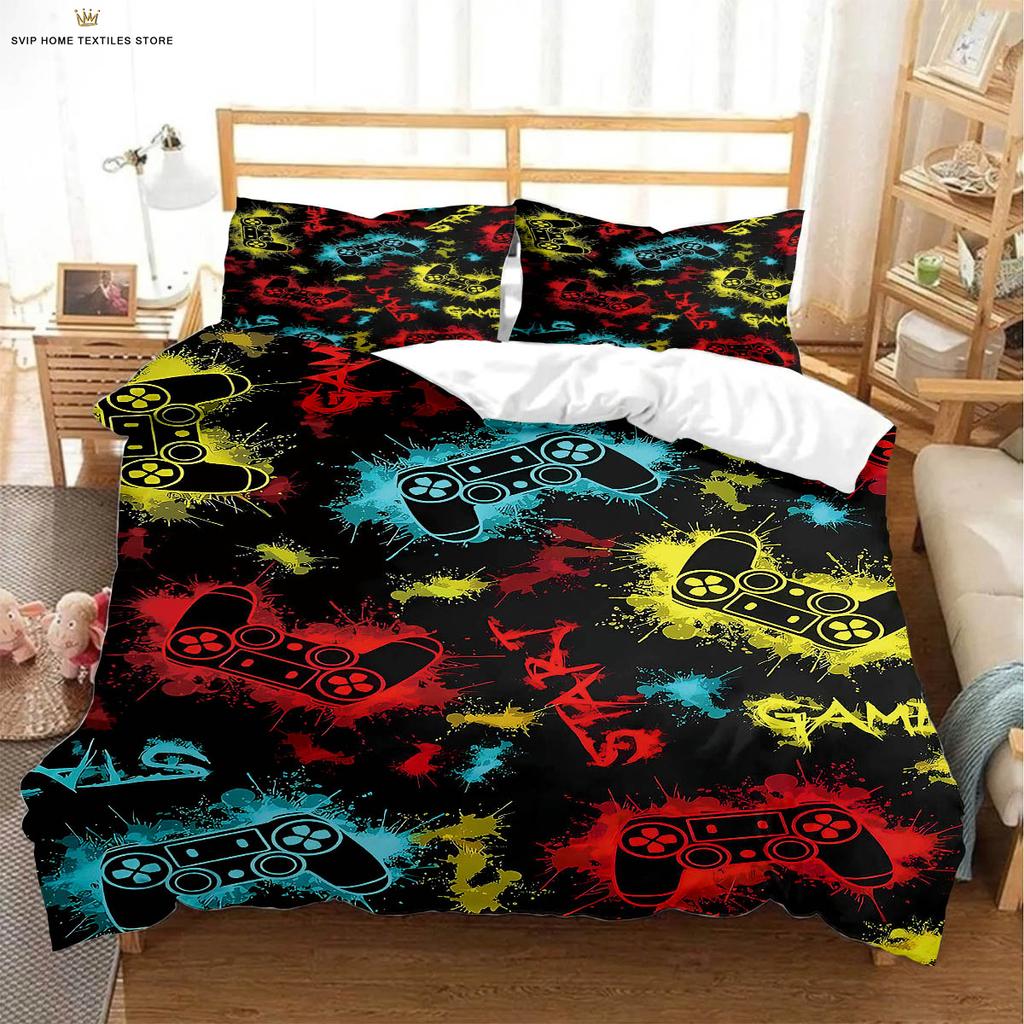 Акварельный геймпад 3D-принт Пододеяльник Машинная стирка Пододеяльник Комплект постельного белья Пододеяльник Наволочка