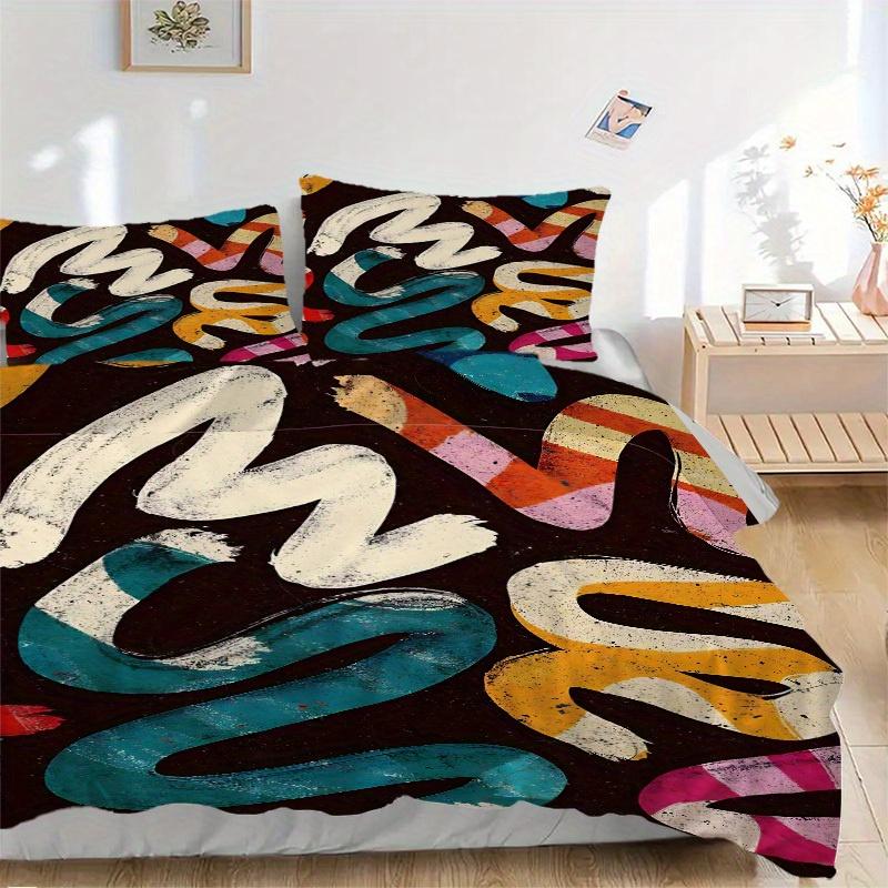 3pcs Abstract Art Print Bedding Set, Ideal for Home Use, Suitable for Bedroom Decor (1*Duvet Cover + 1/2*Pillowcases, No Core) yy250821204