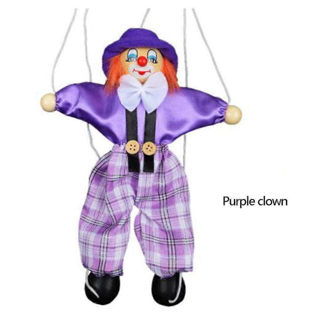 Colourful Pull-String Clown Puppet – Handcrafted Wooden String Puppet – Parent-Child Interaction Toy – Children’s Gift – Blue