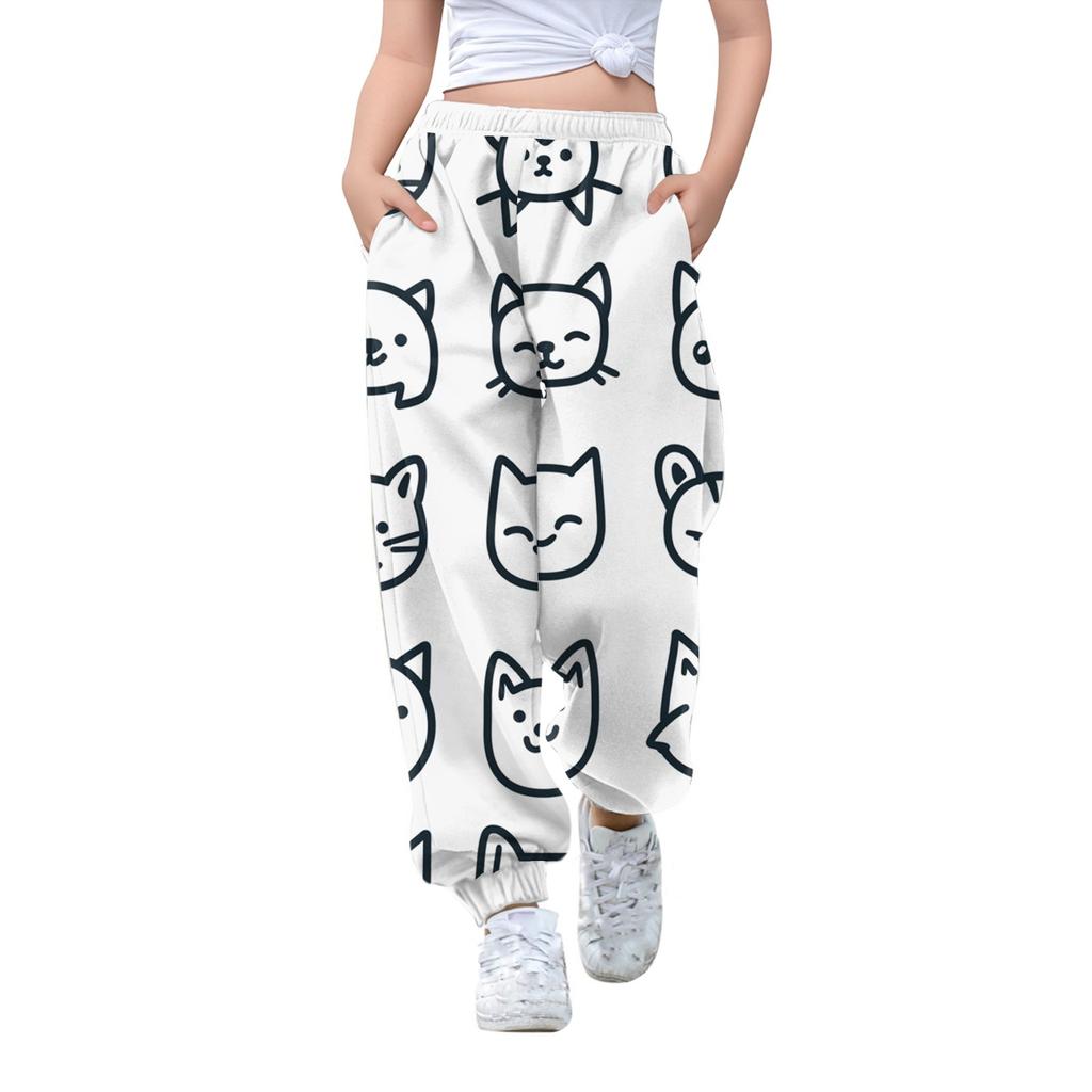 Детские свободные повседневные спортивные брюки с цветным принтом, повседневные брюки