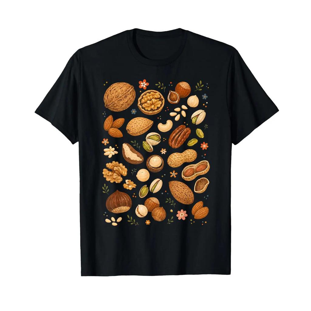 Nut Types Harvest Snacks T Shirt Vintage Stretched Comfortable Designer Clothes Streetwear Unisex Breathable