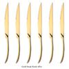 6Pcs 18/10 Stainless Steel Gold Steak Knife Sharp Table Knives Set Restaurant Cutlery Dinner Knife Mirror Steak Knives Dinnerware Set