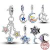 Copper Colorful Charms Beads Stars Moon Dangle Fit Original Bracelet Women Jewelry Gift Diy