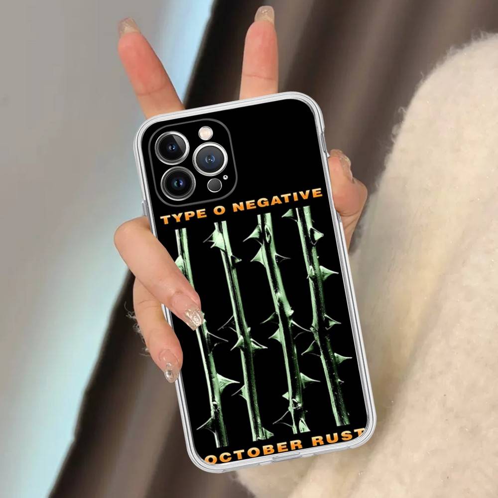 Чехол Rock Band T-Type O Negative Music для IPhone 17 16 15 14 13 12 Mini 11 Pro Max Прозрачный