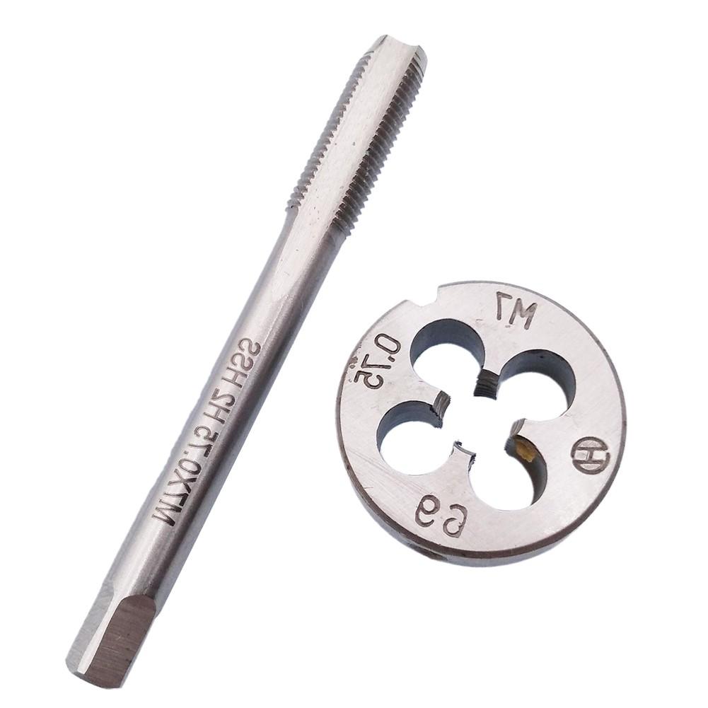 2 шт. метчика HSS M7 x 0,75 мм и плашки M7 x 0,75 мм с метрической резьбой, правая