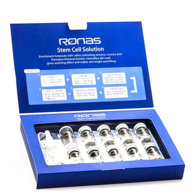 Раствор стволовых клеток Ронаса  (5мл * 10шт.) , Успокаивающий, Антивозрастной, Укрепляющий, Увлажняющий, Корейская косметика, Kbeauty, образец