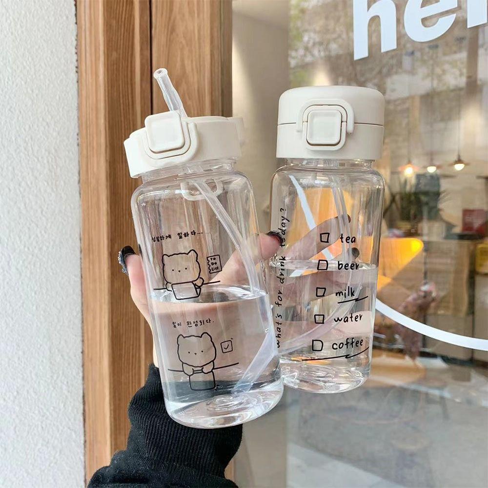 Travel Creative Cute Cartoon With Straw Drinking Cup Water Bottle Drinkware