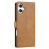 N.BEKUS CSJ-001 For iPhone 16 Stand Case PU Leather Wallet Phone Cover - Brown