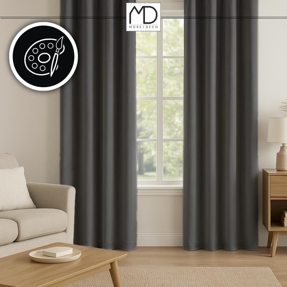 Ready-made velvet curtain with thick grey frog tape, blackout
