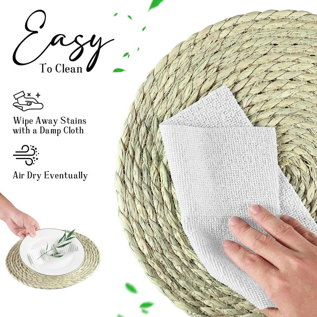 Круглые плетеные салфетки под приборы, набор из натуральных материалов, натуральные салфетки под приборы из водного гиацинта