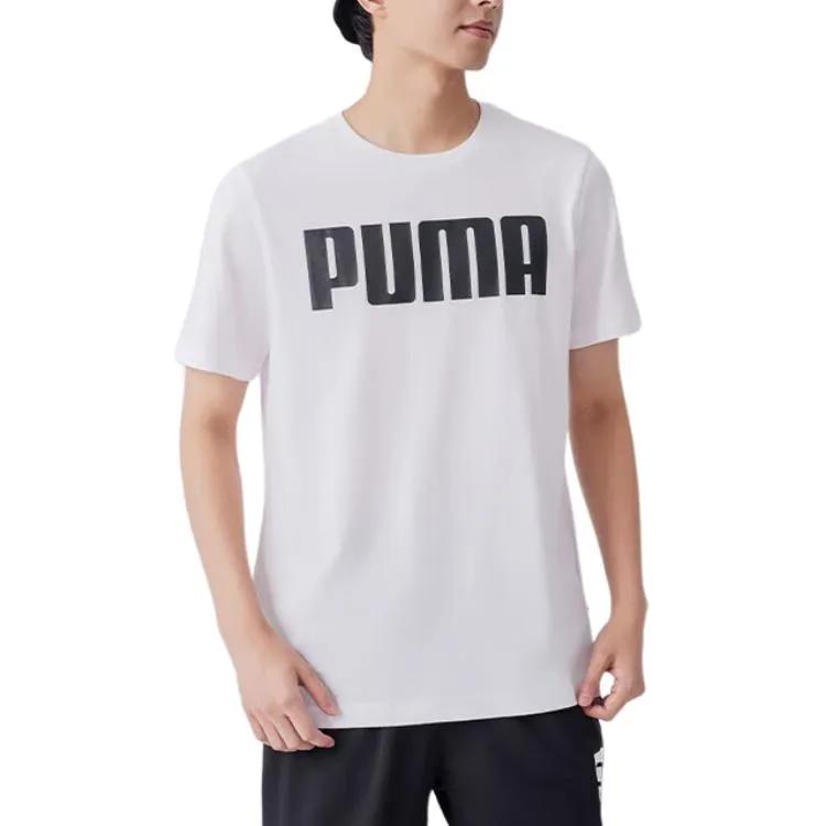 PUMA T Shirts Men's White Crew Neck Moderate (Unisex) T-Shirts 671259 02