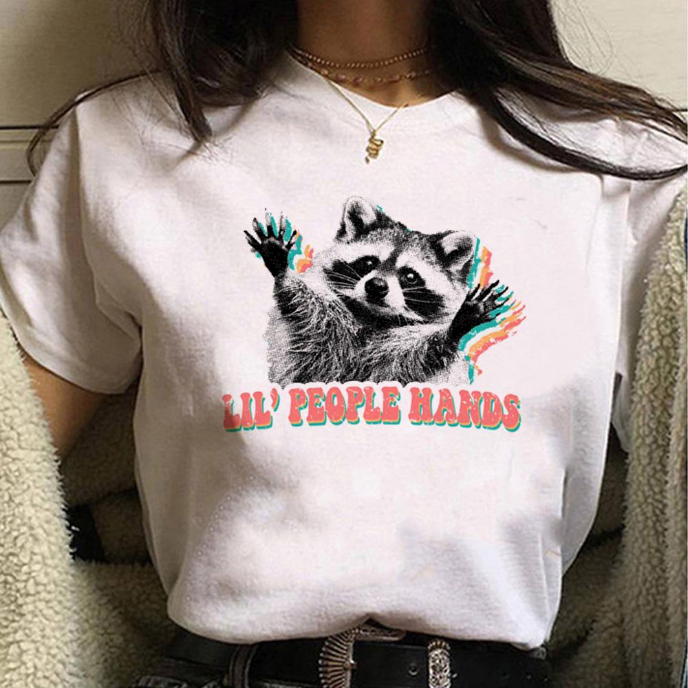 Racoon top women designer streetwear t shirt girl y2k 2000s clothing