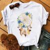 Maycaur Women Summer Short Sleeve Dreamcatcher Feather  3D Print Lady T-shirts Top T Shirt  Tee T-Shirt