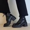 Французский ретро стиль круглый носок толстый каблук короткие ботинки женские 2025 новые универсальные модные тонкие ботинки задняя молния ботинки Мартин