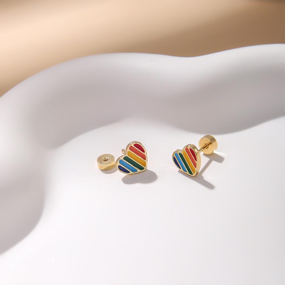 New Earrings Rainbow Color Geometric Drip Earrings Stylish Simple Style Jewelry Women