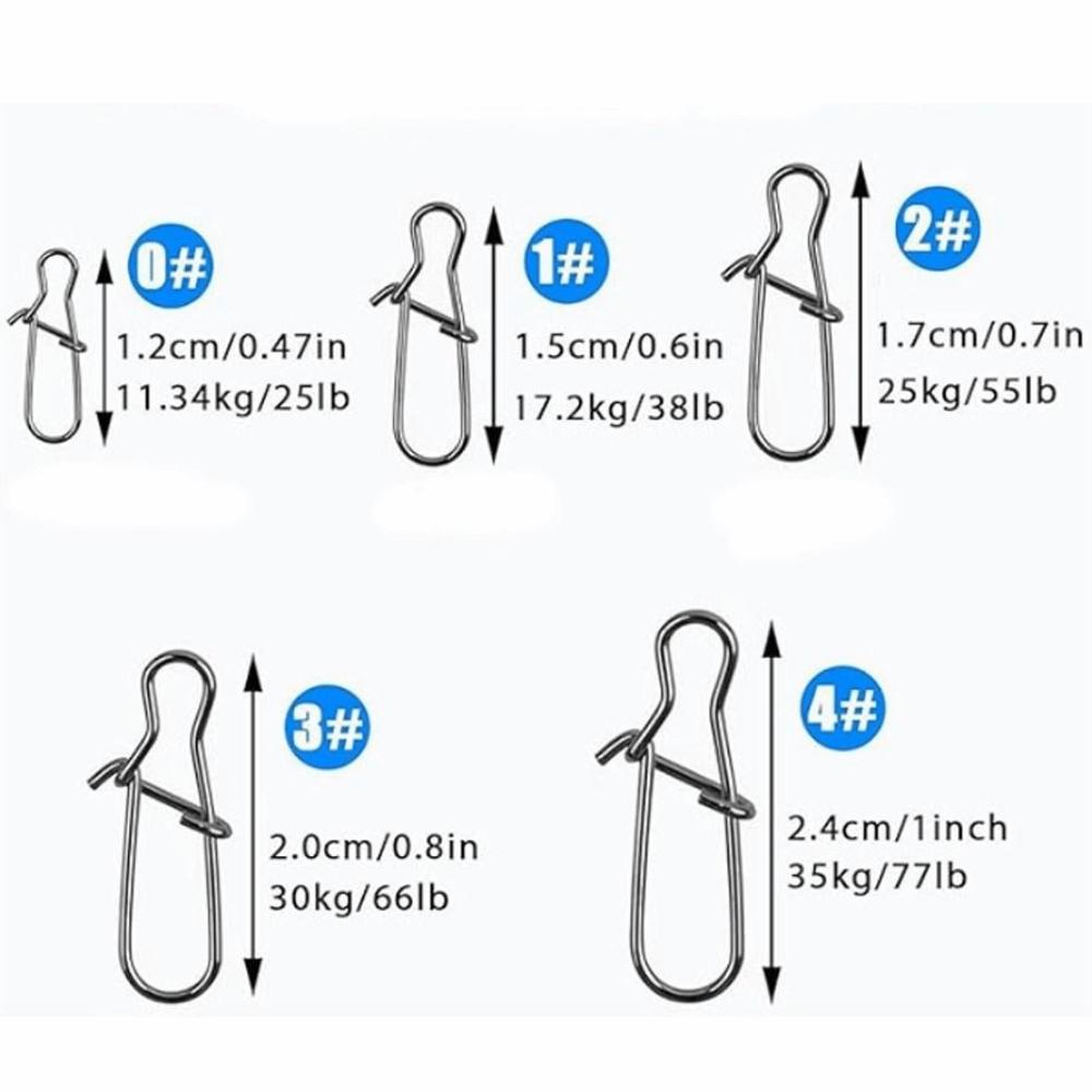 200PCS Quick Change Fishing Snap Pin Connector 0# 1# 2# 3# 4# Fishing Link Rigs Carp Fishing