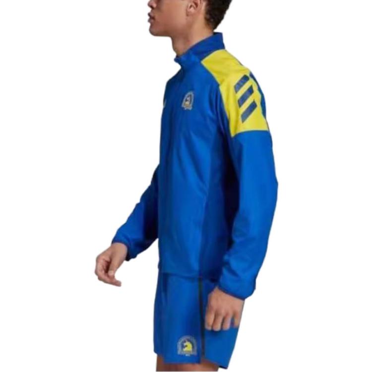 Adidas Бостонский марафон с цветными блоками, куртка на молнии с длинными рукавами, мужская верхняя одежда, синяя GQ8331