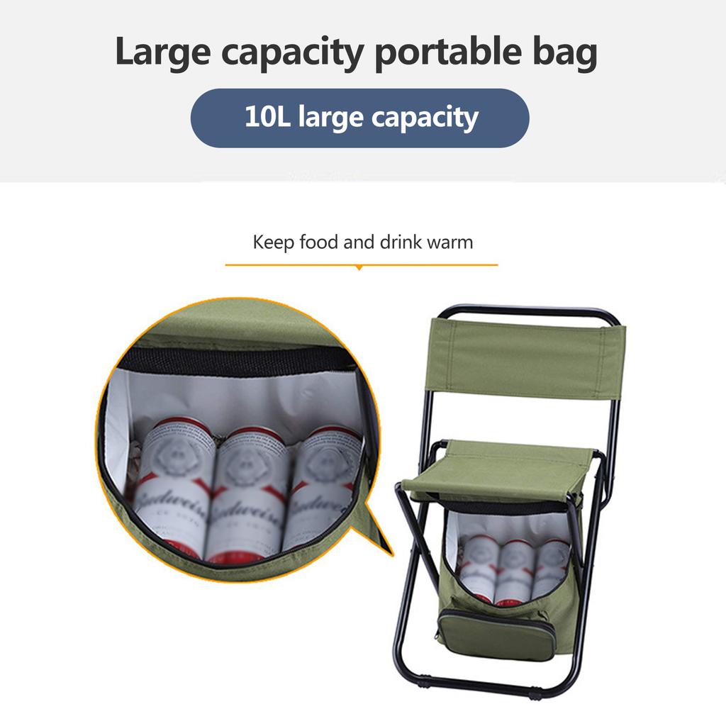 Портативный складной стул-холодильник для отдыха на природе 3 в 1, стул для кемпинга, рыбалки со спинкой