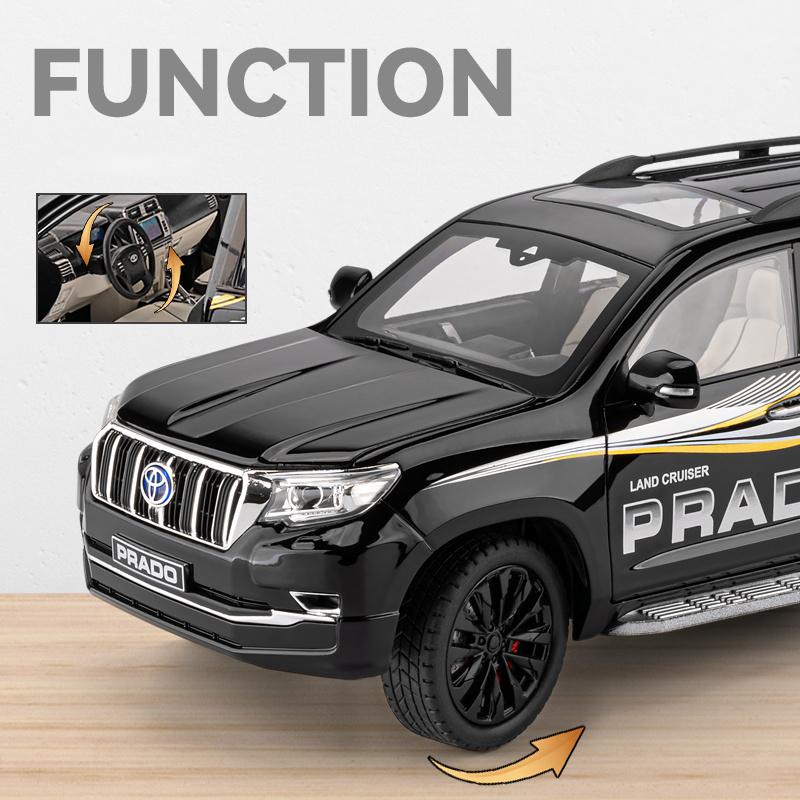 1/18 Scale Toyota Prado SUV Off-road Vehicle Alloy Scale Car Model Diecast Metal Sound and Light Collection Children Toy Car Vehicle Gift