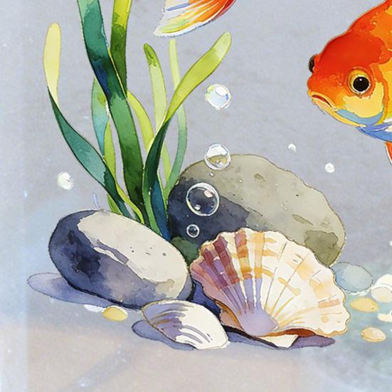 Goldfish Window Sticker Static Cling Window Decal Waterproof Removable Window Cling for Bathroom Living Room Bedroom