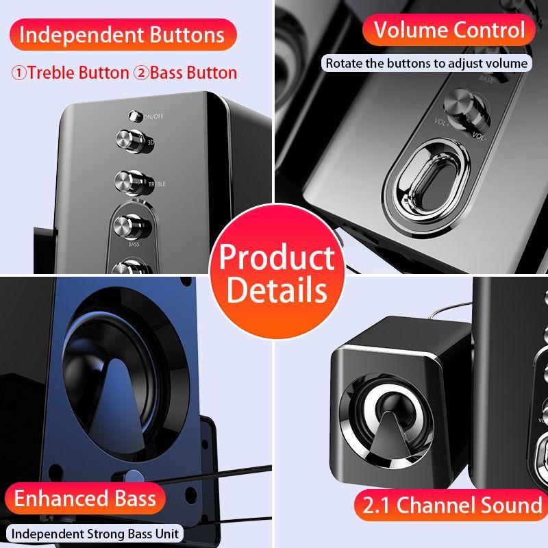 Bluetooth Computer Speakers for Desktop - Wireless Speaker with Enhanced Audio, Crisp Stereo Sound, Easy-Access Control