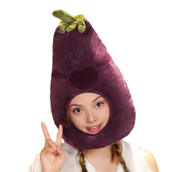 Фото-капюшон Яркий Цветной Фрукты Еда Форма Мягкий Плюшевый Головной Убор Отверстие для Лица Особенность Интернет-знаменитость Костюм Вечеринка Реквизит