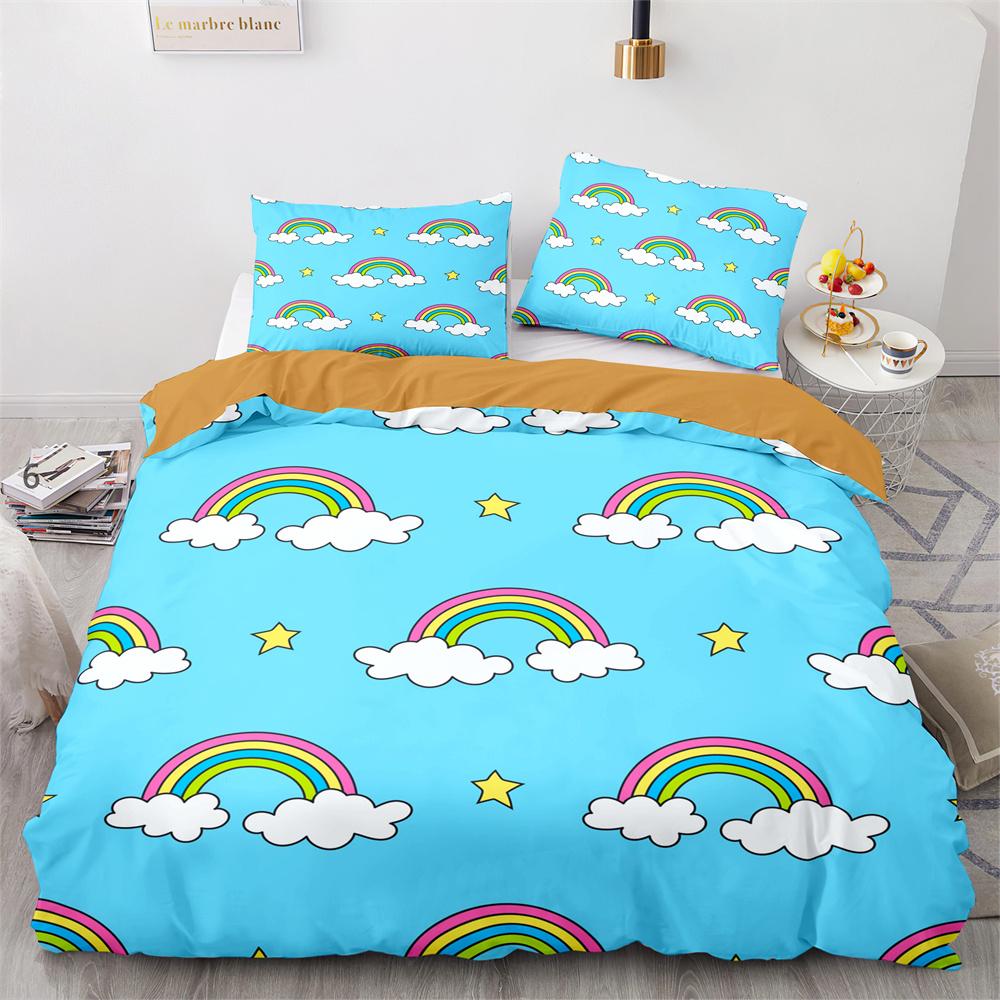 Радужные Птицы Звезда Набор Пододеяльников Двуспальный Полный Размер Милый Полиэстеровый Чехол для Одеяла для Детей Мальчиков Девочек Комплект Постельного Белья Чехол для Одеяла