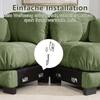 3-Seat U-Shaped Cloud Sofa, Including Mobile Ottoman and 2 Cushions, Fine Quilted Design, Thick Seat Cushions, Suitable for Living Room, Green