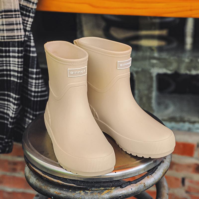 Новые женские резиновые сапоги средней длины, повседневные универсальные, водонепроницаемые и нескользящие, модные, износостойкие, с бархатной подкладкой, теплые, для воды, обувь