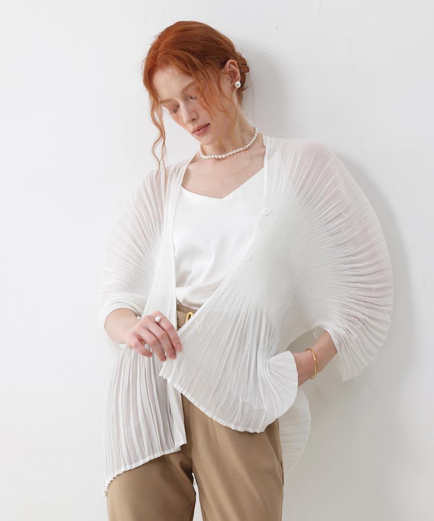 Авангардный плиссированный кардиган с пышными рукавами Pleatsmood