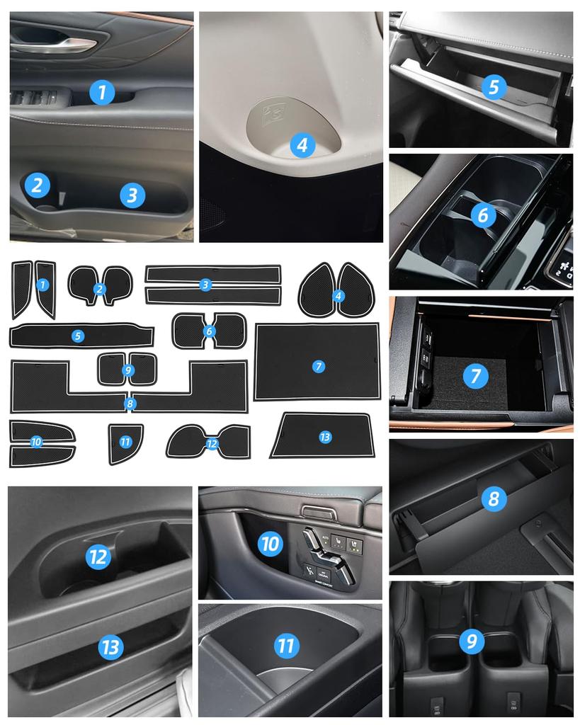 LANGBEAN Toyota Alphard 40 Interior Rubber Door Pocket Scratch and Noise Interior Alphard Custom Set of 21 Series/Vellfire Mats, Non-Slip Mats,