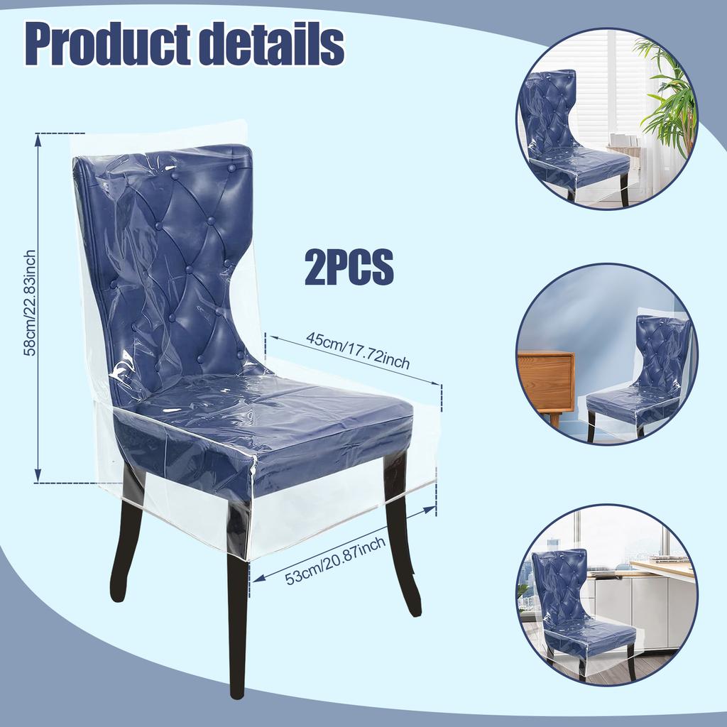 2/6Pcs Transparent Plastic Chair Cover Waterproof Dustproof Dining Room Chair Cover Thicken Scratch Resistant Seat Protector