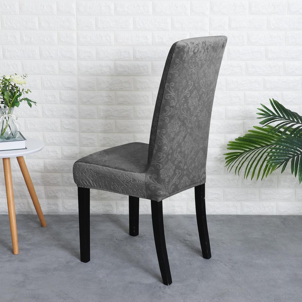 Chair Cover, Thick Embossed Velvet, Dark Gray