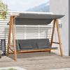 Hollywood Swing with Bed Function 3-Seater Garden Swing Larch with Adjustable Sun Canopy 225.5 x 130 x 180 cm