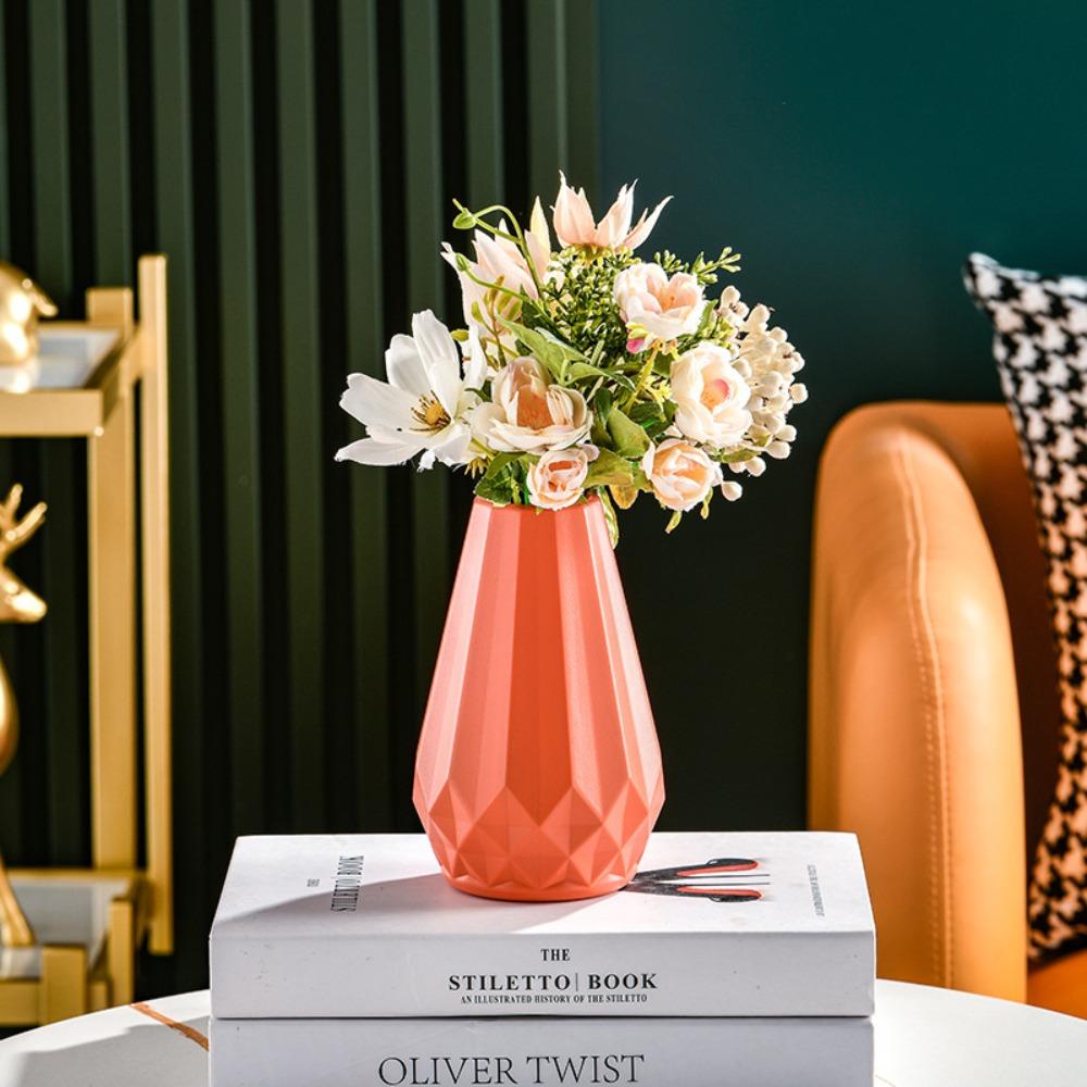 Imitation Ceramic Flower Vase Diamond Shaped Flower Arrangement Fashion Flower Pot  Home Decoration