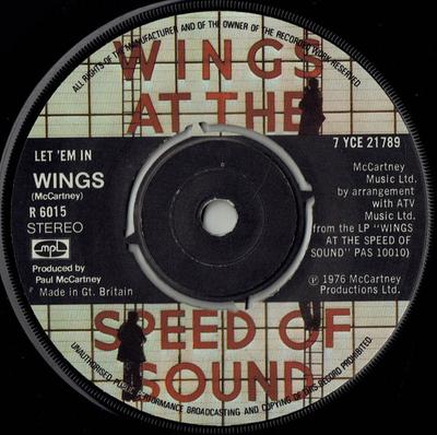 7-дюймовая пластинка WINGS Let Em In 7YCE21790 MPL 1976 UK Рок Б/у