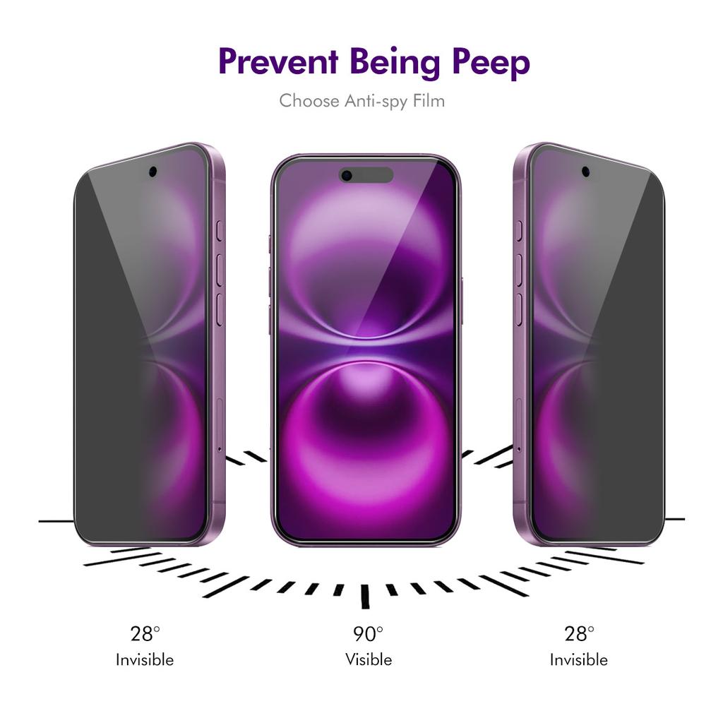 For iPhone 17 Air Anti-Spy Film ENKAY Hat-Prince Anti-Glare Screen Protector Tempered Glass