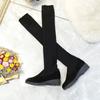 2024 Зимние вязаные шерстяные высокие носки сапоги для женщин Плоские выше колена Длинные эластичные узкие сапоги Сапоги до колена Женские дизайнерские