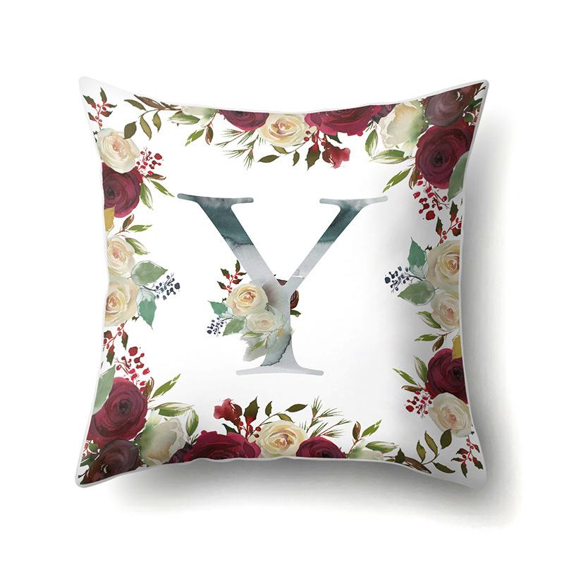 Полиэстеровая наволочка Американский Ретро Цветок Растение 26 Английских Букв Наволочка для Подушки Автомобильная Наволочка