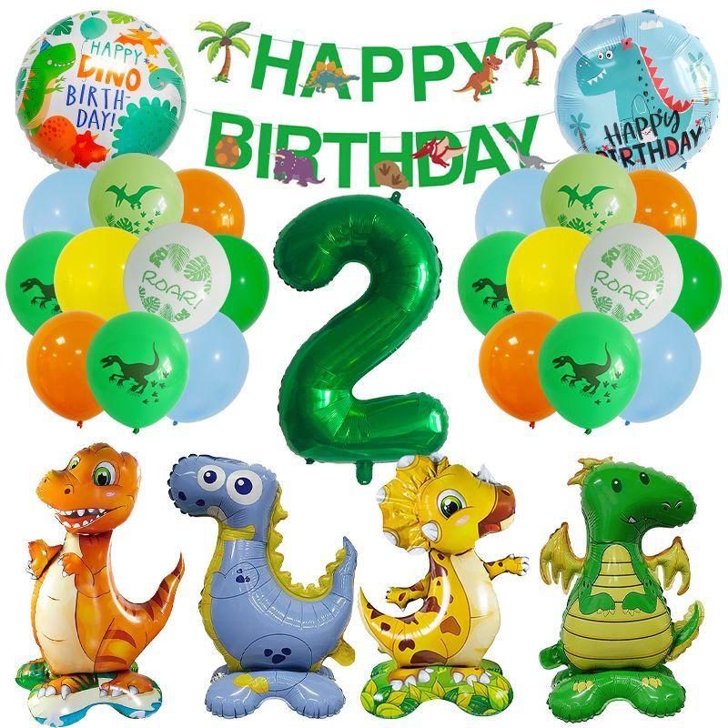 Dinosaur-themed Banner Birthday Party Decoration for Children's Birthday Party - Digital Balloon Decoration