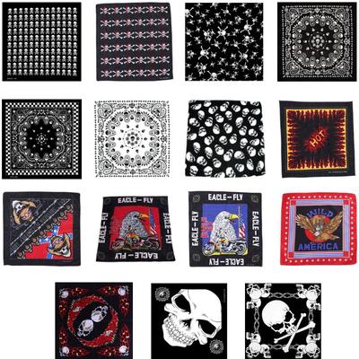54x54 см Пылающий Череп Квадратные Банданы Мотоциклетный Орел Печати Шею Галстук Байкерский Платок Хип-Хоп