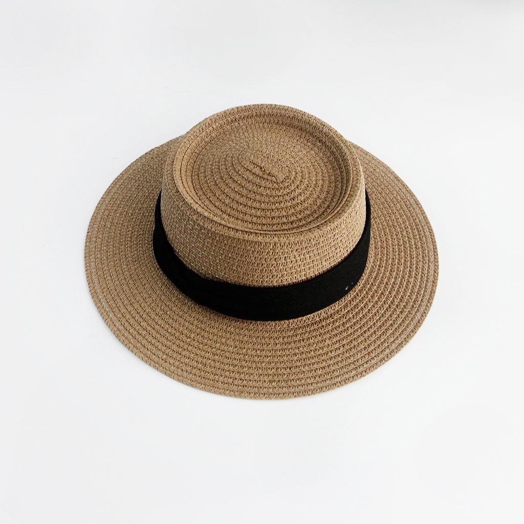 Triple Fold French Straw Hat Women's Summer Beach Vacation Flat Top Hat Korean Edition Woven Hat Beach Sunscreen