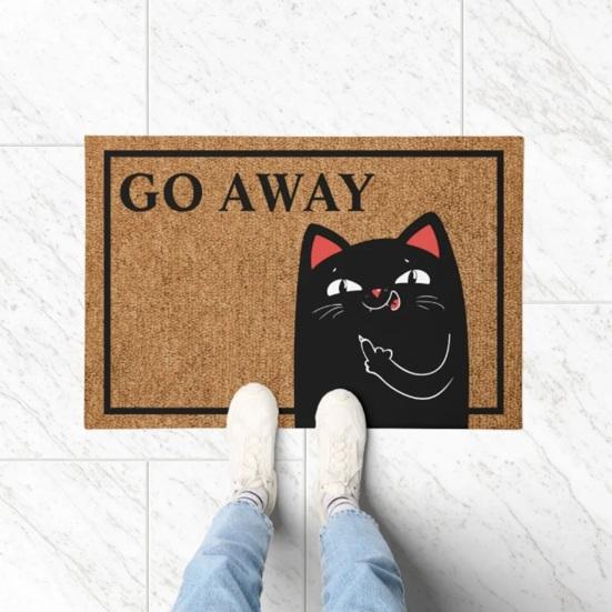 Напольный ковер с мультяшным котом, средний палец, презрение, уходи, коврик для ванной комнаты, водопоглощающий коврик для дома, Decoearion, коврик для входа в спальню