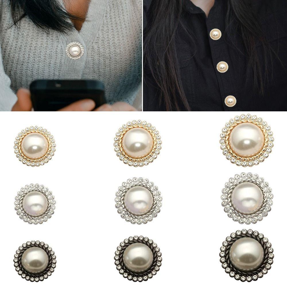 Handmade Needlework DIY Shiny Rhinestone Sewing Accessories Shirt Buttons Pearl Clothing Buttons