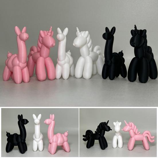 3D Printed Alpaca Figurine Horned Horse Statue Animal Sculpture Home Office Bedroom Desktop