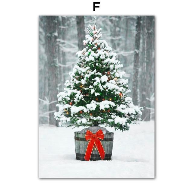 Веселая рождественская собака лось рождественская елка подарок настенная живопись холст праздничный постер и принт картина для гостиной домашний декор